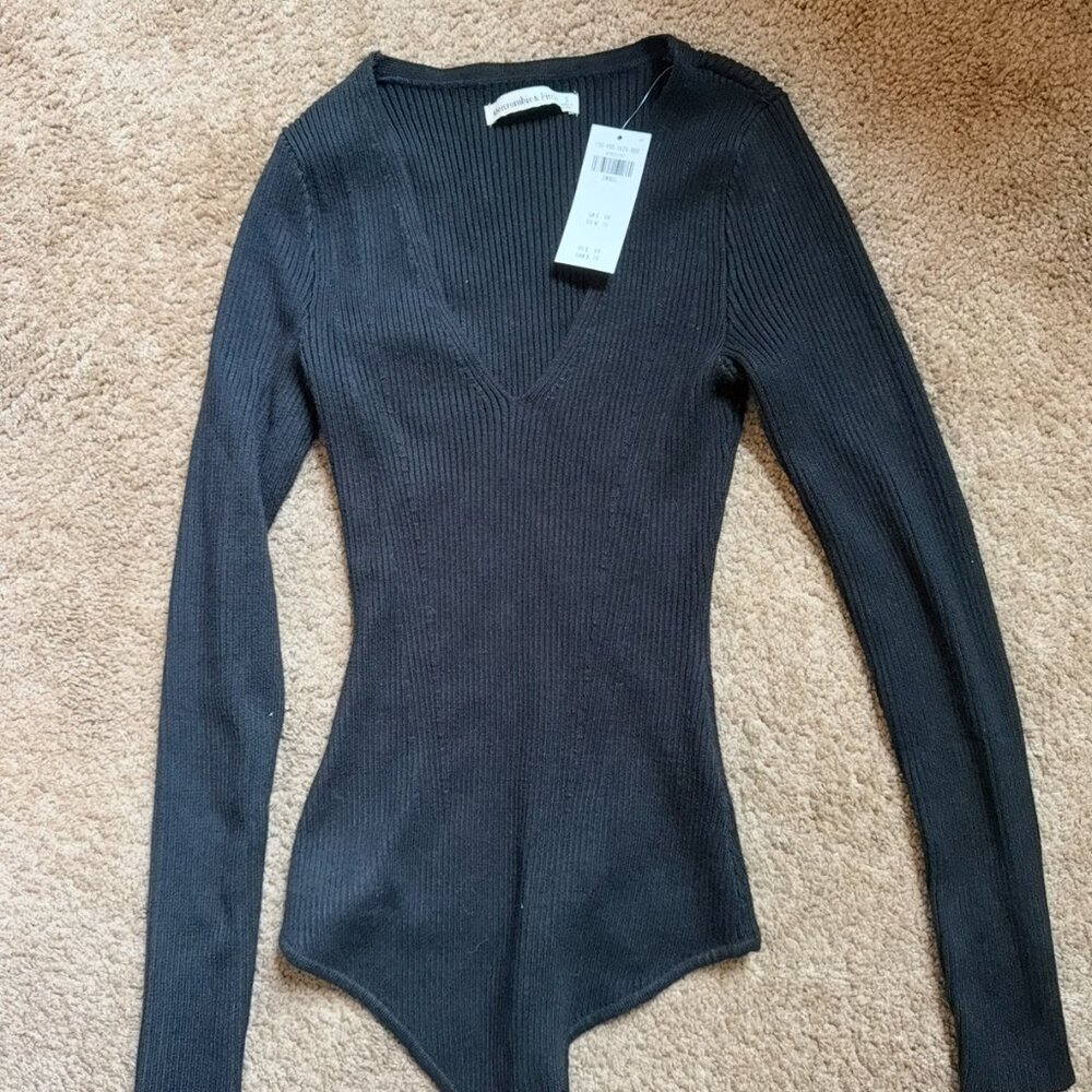 NWT Abercrombie Black Sweater Bodysuit Size Small